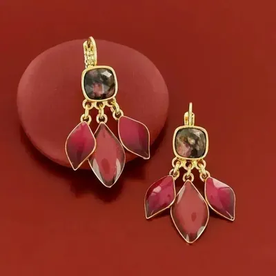 Bijoux - DORMEUSES HIBISCUS COULEUR DORE ROSE - ILARIA.I