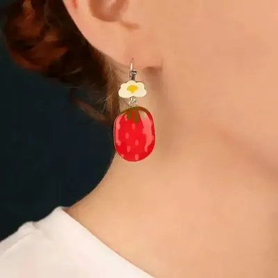 Bijoux - DORMEUSES DELICE COULEUR ARGENT ROUGE - ILARIA.I
