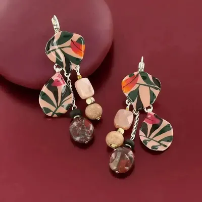 Bijoux - DORMEUSES AMAZONE COULEUR ARGENT ROSE - ILARIA.I