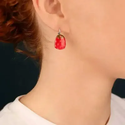 Bijoux - DORMEUSES DELICE COULEUR ARGENT ROUGE - ILARIA.I