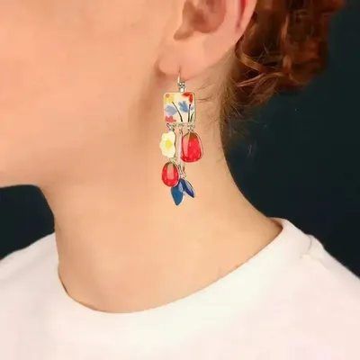Bijoux - DORMEUSES DELICE COULEUR ARGENT MULTI - ILARIA.I