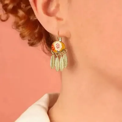 Bijoux - DORMEUSES PLUME COULEUR DORE MULTI - ILARIA.I