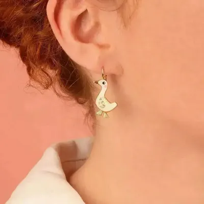 Bijoux - DORMEUSES PLUME COULEUR DORE BLANC - ILARIA.I