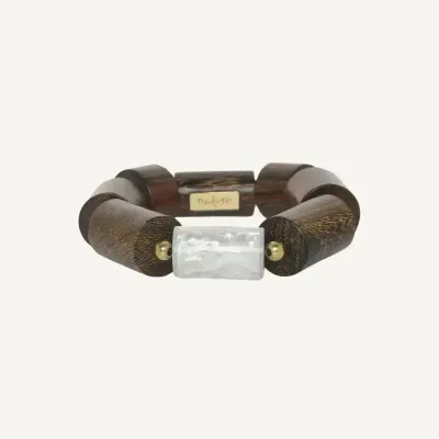 Bijoux - Bracelet extensible 8 éléments bois et nacre - Okawa - ILARIA.I
