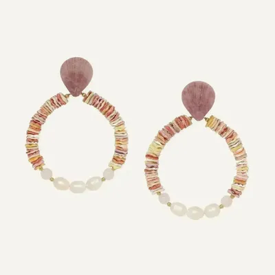 Jewelry - Post earrings with beaded - Spiaggia Rosa - ILARIA.I