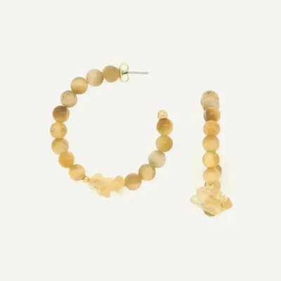 Bijoux - Boucles d'oreilles créoles oeil de tigre - Alegria Beach - ILARIA.I