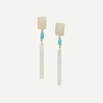 Bijoux - Boucles d'oreilles poussoir pampille nacre blanche - Milos - ILARIA.I