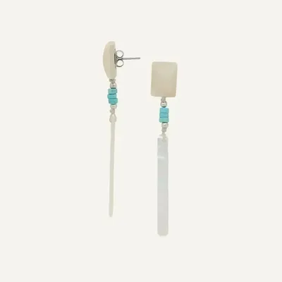 Bijoux - Boucles d'oreilles poussoir pampille nacre blanche - Milos - ILARIA.I