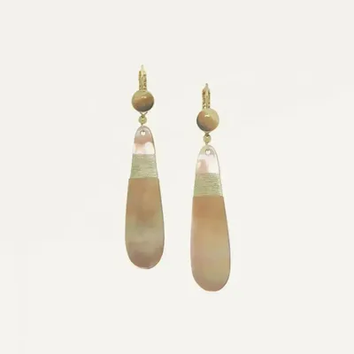 Bijoux - Boucles d'oreilles dormeuse pampille nacre brune - Alegria Beach - ILARIA.I