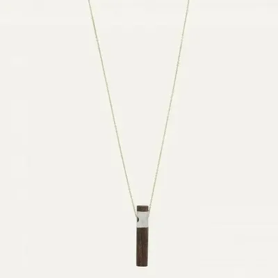 Bijoux - Collier long tube nacre & bois sur chaine dorée - Okawa - ILARIA.I