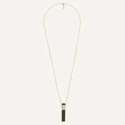 Bijoux - Collier long tube nacre & bois sur chaine dorée - Okawa - ILARIA.I