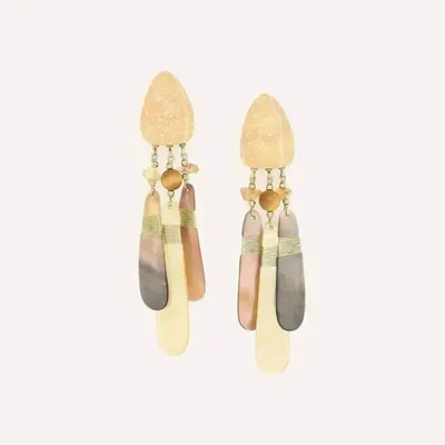 Bijoux - Boucles d'oreilles clips 3 pampilles nacre - Alegria Beach - ILARIA.I