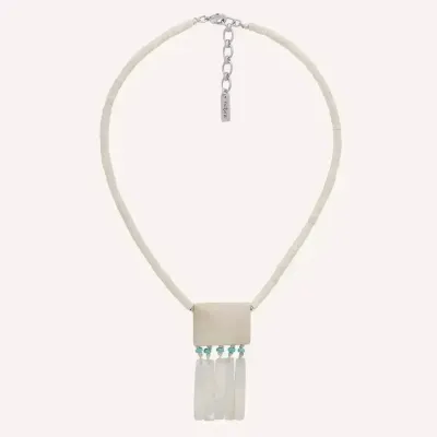 Bijoux - Collier pendentif os et nacre blanche - Milos - ILARIA.I