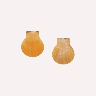 Bijoux - Boucles d'oreilles puces coquillage orange - Alona - ILARIA.I