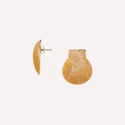 Bijoux - Boucles d'oreilles puces coquillage orange - Alona - ILARIA.I