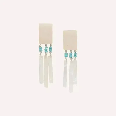 Bijoux - Boucles d'oreilles poussoir grand modèle 3 pampilles nacre - Milos - ILARIA.I