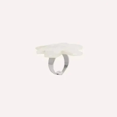 Bijoux - Bague ajustable nacre blanche - Lis Blanc - ILARIA.I