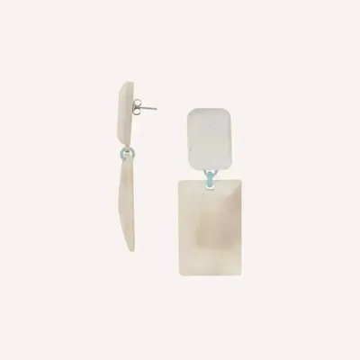 Bijoux - Boucles d'oreilles poussoir 2 rectangle os & nacre - Milos - ILARIA.I