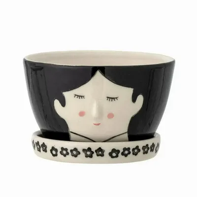 Accessoires pour bain enfants  - Carolin Pot de fleurs pour support, Noir, Grès - ILARIA 2.0