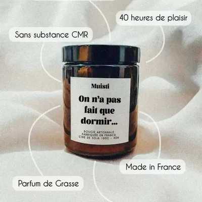 Objets de décoration - Bougie Parfumée - On n'a pas fait que dormir - Musc blanc – 160g - ILARIA.I