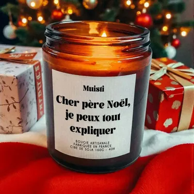 Objets de décoration - Bougie Parfumée - Cher Père Noël, je peux tout expliquer - Musc blanc – 160g - ILARIA.I