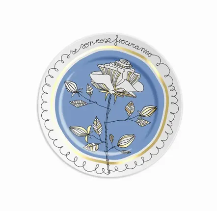 Assiettes au quotidien - ASSIETTE 16 SE SON ROSE FIORIRANNO LIGHT BLUE - ILARIA.I