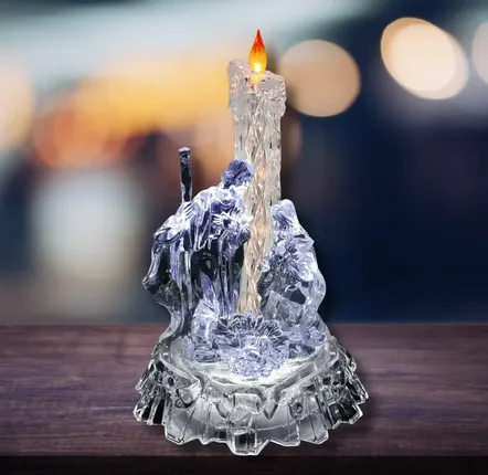 Crèches et santons - Crèche LED Style Cristal avec Lumière de Bougie - LES LUMIERES DU TEMPS