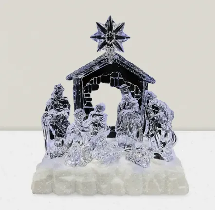 Crèches et santons - Crèche LED Style Cristal – Éclairée avec Musique et Étoile Lumineuse - LES LUMIERES DU TEMPS