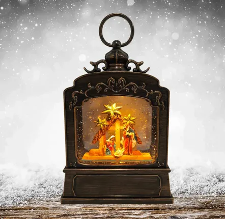 Autres décorations de Noël - Lanterne Crèche LED Ornementale avec Canopée Étoilée, Lumière Chaleureuse, Minuterie et DC - LES LUMIERES DU TEMPS