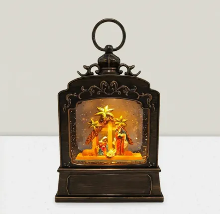Autres décorations de Noël - Lanterne Crèche LED Ornementale avec Canopée Étoilée, Lumière Chaleureuse, Minuterie et DC - LES LUMIERES DU TEMPS