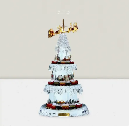 Autres décorations de Noël - Scène de Sapin de Noël Rotatif LED avec Musique – Effet Cristal, Minuterie et 8 Chansons - LES LUMIERES DU TEMPS