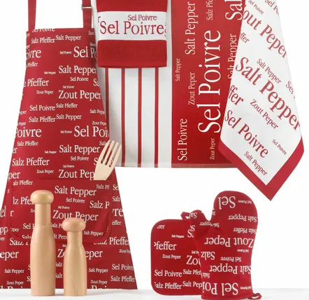 Tabliers de cuisine - TablierdecuisineSel&PoivreRouge80X85 - EARTHWARE