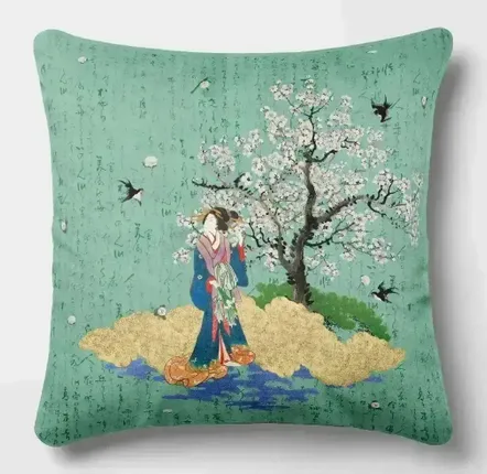 Linge - Splendeurs d'Edo 2 - Housse Coussin Velours 45cm x 45cm - ILARIA.I