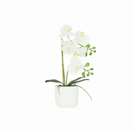 Décorations florales - Orchidée “toucher naturel” en pot blanc - ILARIA.I