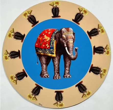 Table mat - Bottle coaster - Elefante Sottobottiglia Rotondo - #04 - ILARIA.I