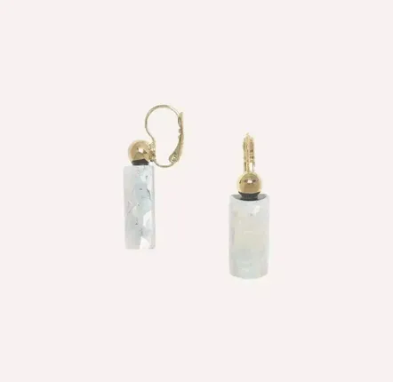 Bijoux - Boucles d'oreilles dormeuses cracking nacre blanche - Okawa - ILARIA.I