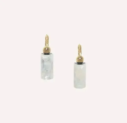 Bijoux - Boucles d'oreilles dormeuses cracking nacre blanche - Okawa - ILARIA.I