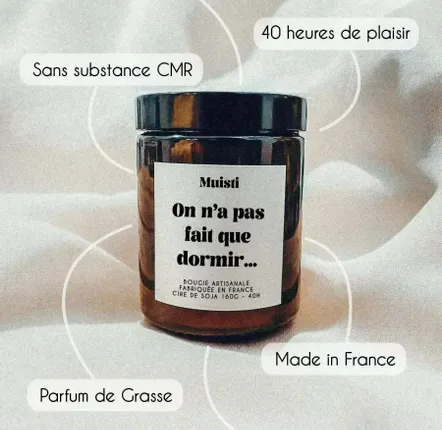 Objets de décoration - Bougie Parfumée - On n'a pas fait que dormir - Musc blanc – 160g - ILARIA.I