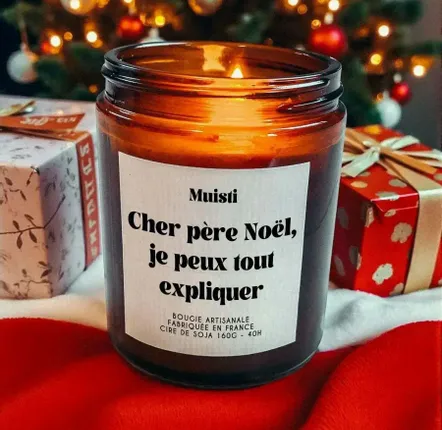 Objets de décoration - Bougie Parfumée - Cher Père Noël, je peux tout expliquer - Musc blanc – 160g - ILARIA.I