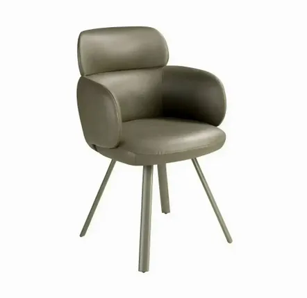 Chaises - Chaise pivotante en similicuir vert olive - ILARIA.I