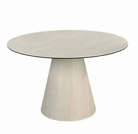 Tables Salle à Manger - Table à manger ronde en marbre céramique et bois revêtu d’une feuille flexible de marbre céramique - ILARIA.I