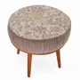 Ottomans - Zoya - Teakwood Round Ottoman with Dust Palette Fabric - LES NOUVELLES GAMBETTES TEST 29/04