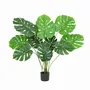 Floral decoration - Artificial monstera, 10 leaves, “real touch”, black plastic pot - ILARIA.I