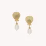 Jewelry - Post earrings with golden shell and french water pearl dangle - Spiaggia Rosa - ILARIA.I