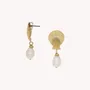 Jewelry - Post earrings with golden shell and french water pearl dangle - Spiaggia Rosa - ILARIA.I