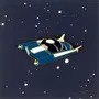 Decorative frescoes - Pin Blue Space Car - ILARIA.I
