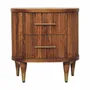 Night tables - Artisan Furniture Solid Wood Ribbed Bedside with Brass Accents - ASIATIDES
