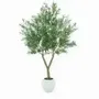 Floral decoration - Artificial olive tree, white plastic pot - ILARIA.I