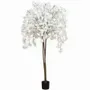 Floral decoration - Artificial cascading apple tree, black plastic pot – White - ILARIA.I