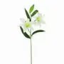 Floral decoration - Artificial lily stem – 2 flowers and 1 bud – White - ILARIA.I